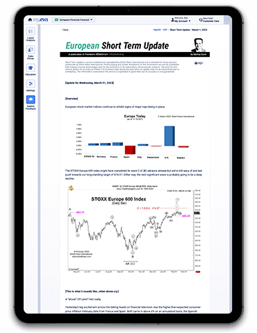 European Markets Short Term Update from Elliott Wav International
